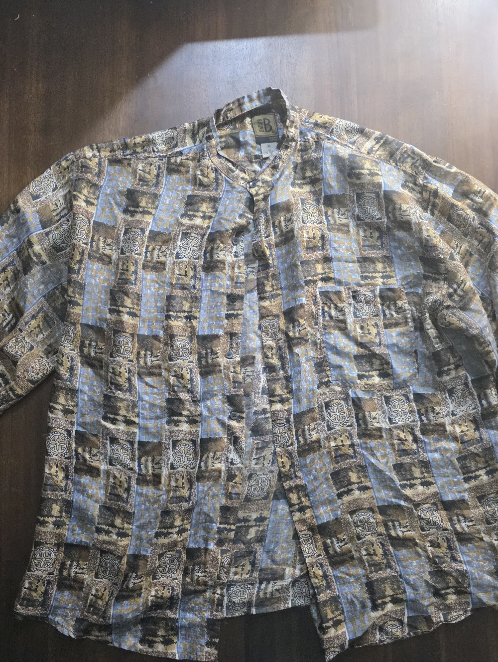 Vintage Silk BRUNO Relaxed Fit Patterned Short-Sleeve Shirt - Blue & Brown